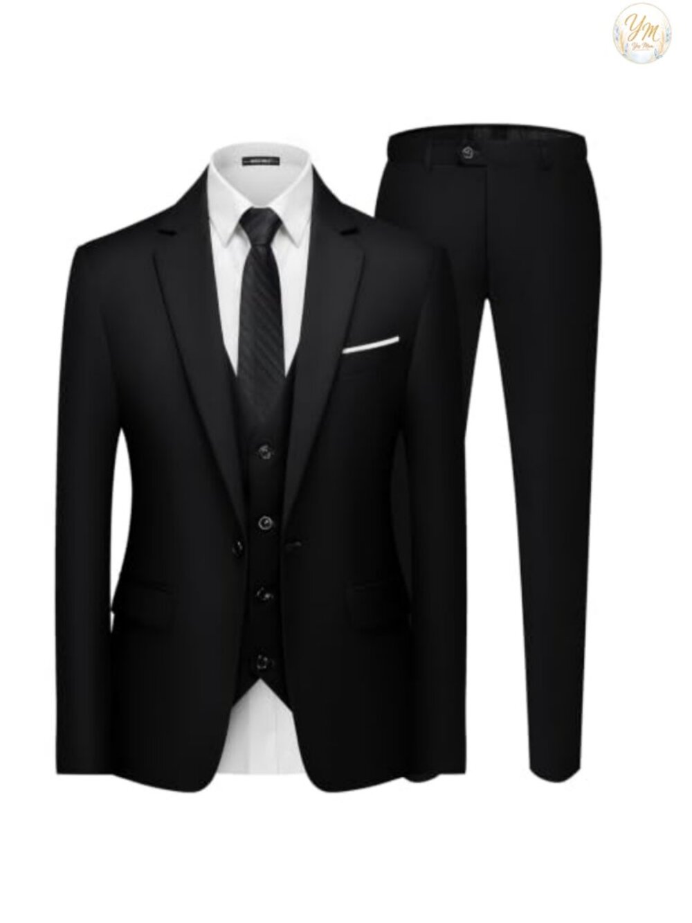 Men's 3 Piece Slim Fit Suit Set One Button Blazer Vest Pants